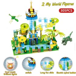 Marble race - with light - electric maze ball - building blocks - Jurassic dinosaur park / jungle world - toyPuzzles & Games