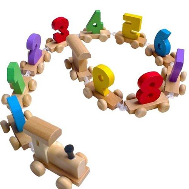 Mini wooden train with numbers - building blocks - educational toyWooden