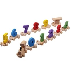 Mini wooden train with numbers - building blocks - educational toyWooden