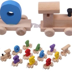 Mini wooden train with numbers - building blocks - educational toyWooden
