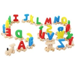 Mini wooden train with alphabet - educational toyWooden