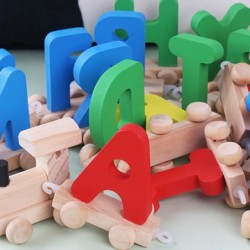 Mini wooden train with alphabet - educational toyWooden