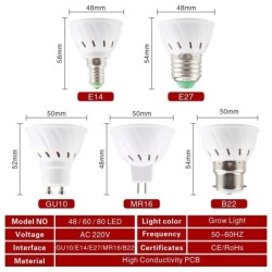 LED plant grow light - bulb - hydroponic - full spectrum - E27 / E14 / GU10 / MR16 / B22 - 220V - 3W / 4W / 5WGrow Lights