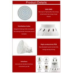 LED plant grow light - bulb - hydroponic - full spectrum - E27 / E14 / GU10 / MR16 / B22 - 220V - 3W / 4W / 5WGrow Lights