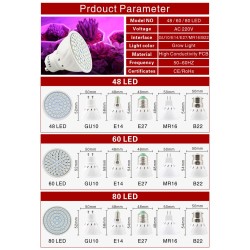 LED plant grow light - bulb - hydroponic - full spectrum - E27 / E14 / GU10 / MR16 / B22 - 220V - 3W / 4W / 5WGrow Lights