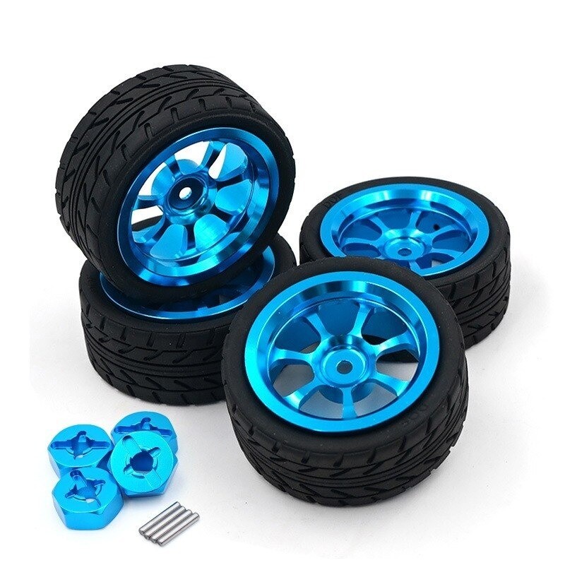 Alloy rims - tires wheels / hexagon adapter - for 1/18 Wltoys RC cars - upgraded - 4 piecesR/C car Alloy rims - tires wheels / hexagon adapter - for 1/18 Wltoys RC cars - upgraded - 4 piecesR/C car