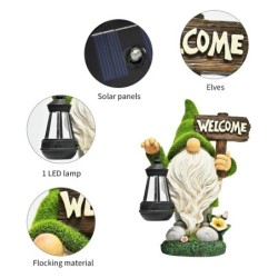 Decorative garden dwarf - with lamp - resin statue - solar - LEDSolar lighting