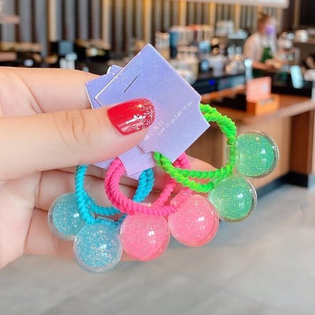 Hair elastics - with starry ball - 2 piecesHair clips