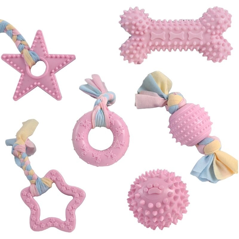 Dogs / cats training toys - with rope - chewable / teeth cleaning - 6 piecesToys