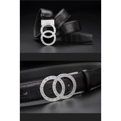 Luxurious leather belt - gold / silver round buckle - unisexBelts