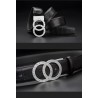 Luxurious leather belt - gold / silver round buckle - unisexBelts