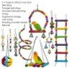Toys for birds / parrots - cage - swing - hanging bridge - wooden beads - 10 piecesBirds
