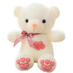 Plush bear - with embroidered hearts / colorful LED lights - toyCuddly toys