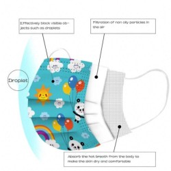 Protective face / mouth masks - disposable - 3-ply - for children - dinosaur / rainbow print - 50 piecesMouth masks