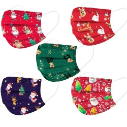 Protective face / mouth masks - disposable - 3-ply - for children - christmas print - 50 piecesMouth masks