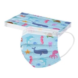 Protective face / mouth masks - disposable - 3-ply - for children - fish printed - 50 piecesMouth masks