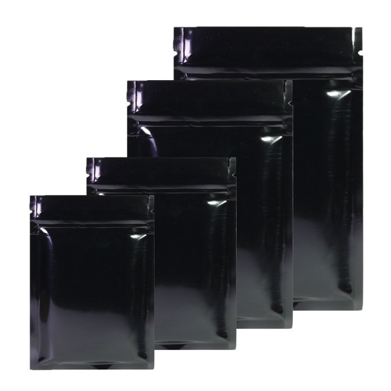 Aluminum resealable foil bags - double sided - with ziplock - glossy black - 100 piecesKitchen Aluminum resealable foil bags - double sided - with ziplock - glossy black - 100 piecesKitchen