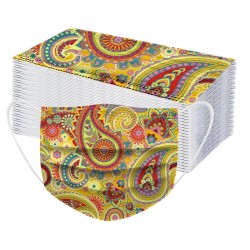 Protective face / mouth masks - disposable - 3-ply - for adults - flowers print - 50 piecesMouth masks