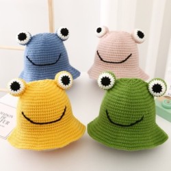Warm knitted hat - bucket style - with toad's eyesHats & caps
