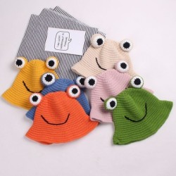Warm knitted hat - bucket style - with toad's eyesHats & caps