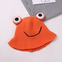 Warm knitted hat - bucket style - with toad's eyesHats & caps