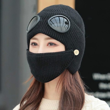 Warm winter knitted hat - with glasses - ears / mouth protectionDiagnosis