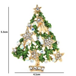 Green Christmas tree with crystals / stars - luxurious broochBrooches