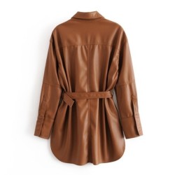 Vintage loose leather jacket - with beltJackets