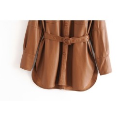Vintage loose leather jacket - with beltJackets