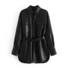 Vintage loose leather jacket - with beltJackets