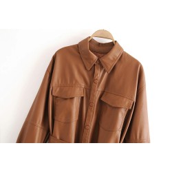 Vintage loose leather jacket - with beltJackets