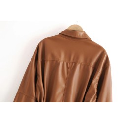 Vintage loose leather jacket - with beltJackets