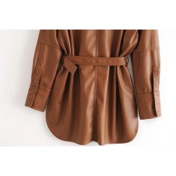 Vintage loose leather jacket - with beltJackets