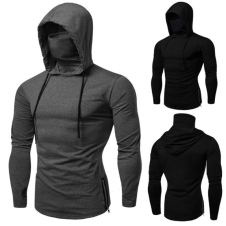 Men's long sleeve hoodie - with face coverHoodies & Sweatshirt