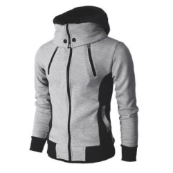 Fashionable men's hoodie - with turtleneck - long sleeves / pockets / zippersHoodies & Sweatshirt