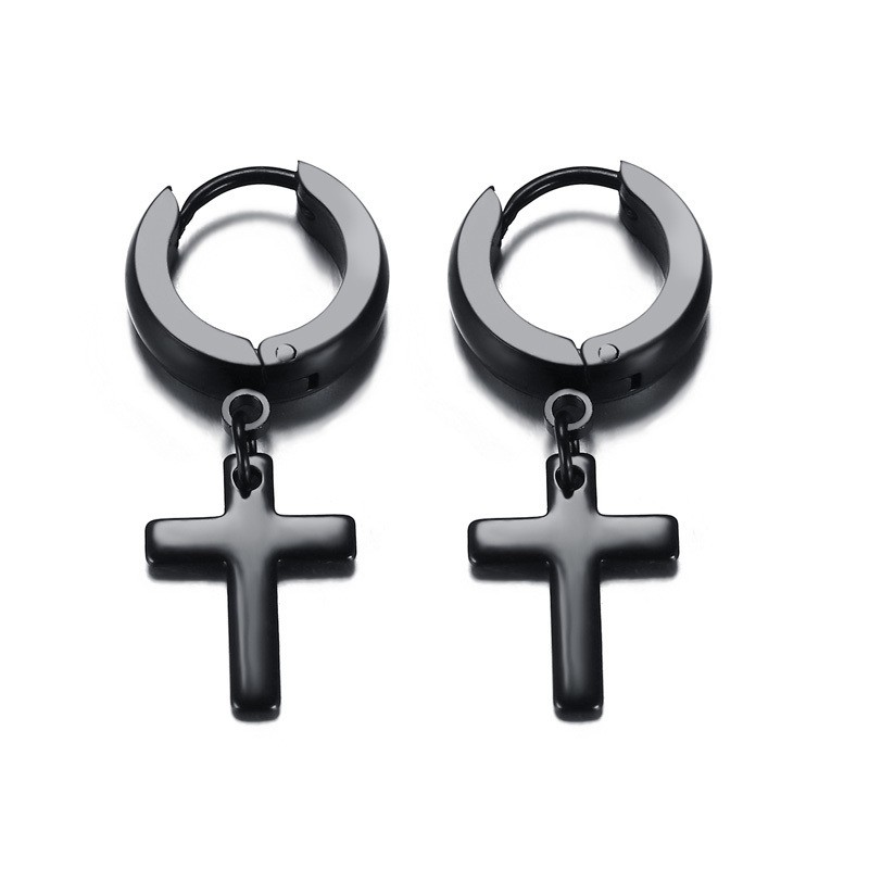Earrings with cross - unisex - stainless steelEarrings