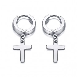 Earrings with cross - unisex - stainless steelEarrings