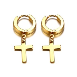 Earrings with cross - unisex - stainless steelEarrings