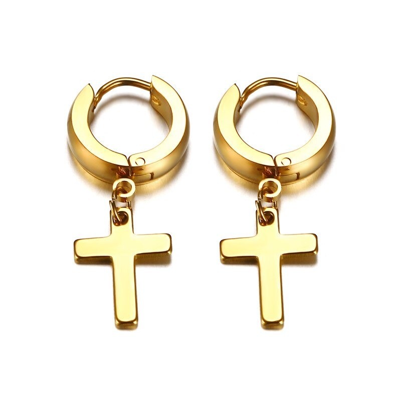 Earrings with cross - unisex - stainless steelEarrings