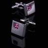 Elegant square cufflinks - silver - with crystalsCufflinks