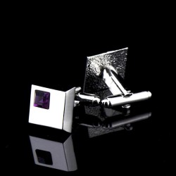 Elegant square cufflinks - silver - with crystalsCufflinks