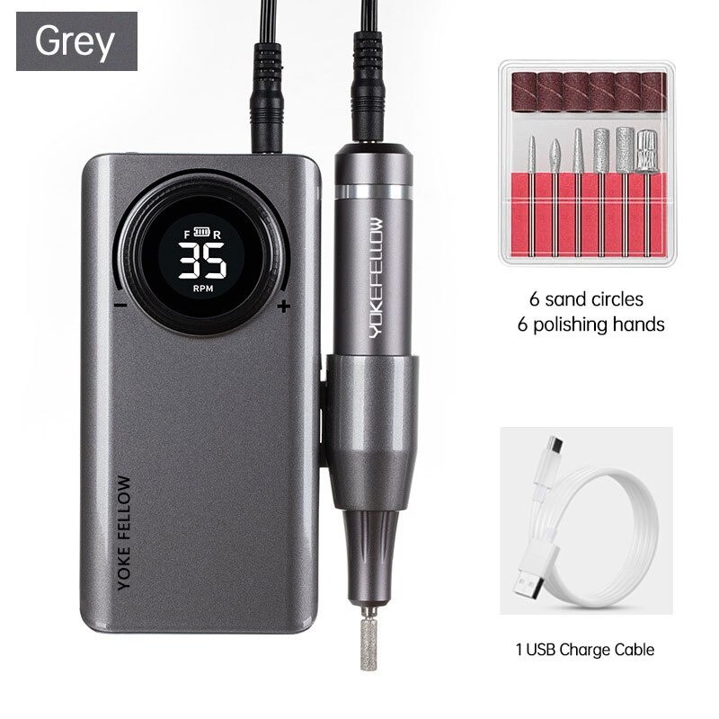 Professional nail drill machine - electric nail file - for manicure / pedicure - rechargeable - 35000 RPM - 30WNail drills