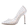 Transparent sexy pumps - silver high heels with rivets - pointed toeHigh heels