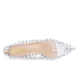 Transparent sexy pumps - silver high heels with rivets - pointed toeHigh heels