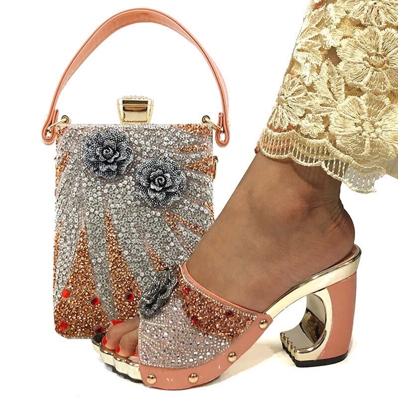 Fashionable sandals - with decorative flowers / glitter - Italian style - with matching small bagSandals