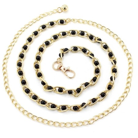Fashionable metal belt - long thin chain - with colorful beads - adjustableBelts