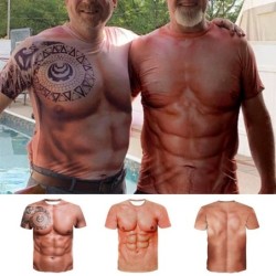 Creative short sleeve t-shirt - with 3D printing - strong muscles / tattooT-shirts
