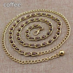 Fashionable metal belt - long thin chain - with colorful beads - adjustableBelts
