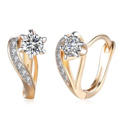 Heart shaped gold earrings - with white zirconiaEarrings