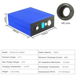 LiitoKala - LiFePo4 battery - 3.2V - 280Ah - rechargeable - for electric carsCar parts